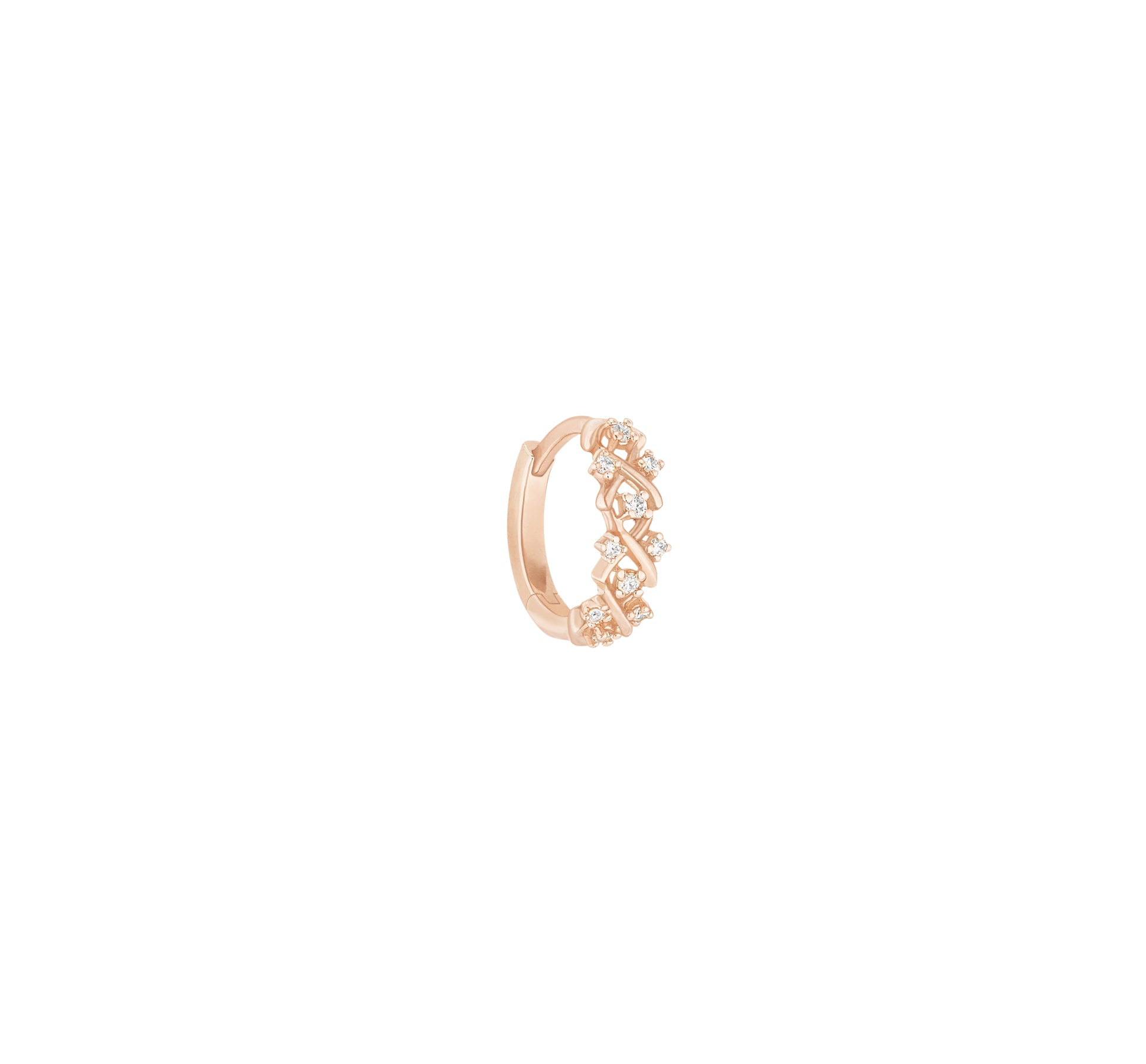 Mono créole Dunaway petit modèle en or rose 18K sertie de diamants - Or rose