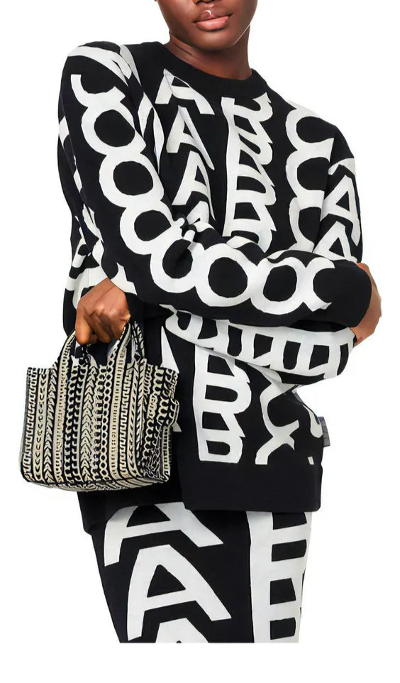 Petit sac bandoulière The Tote Bag en cuir - Black & White