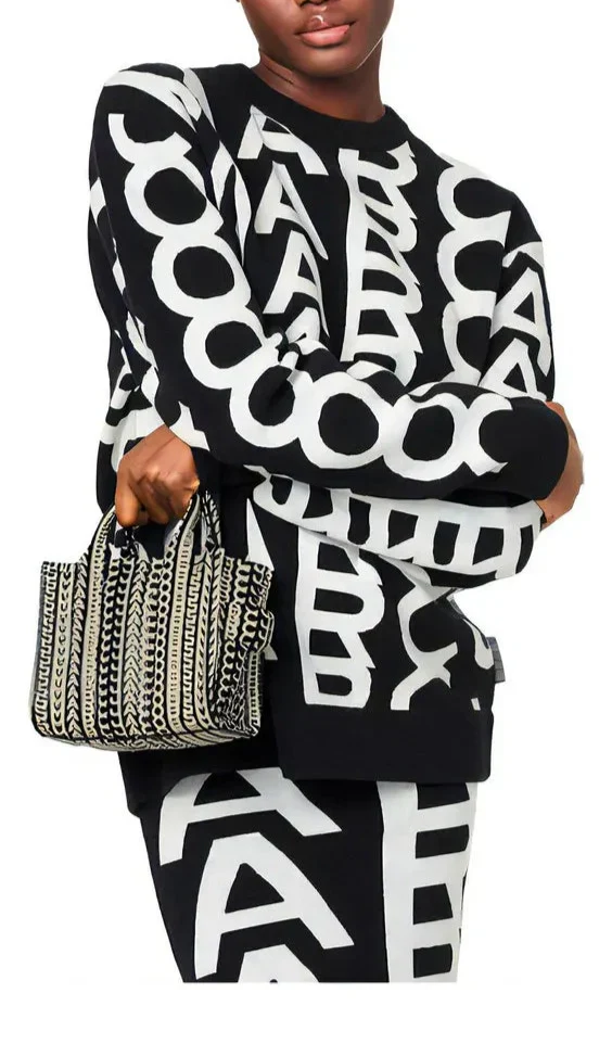 Petit sac bandoulière The Tote Bag en cuir - Black & White