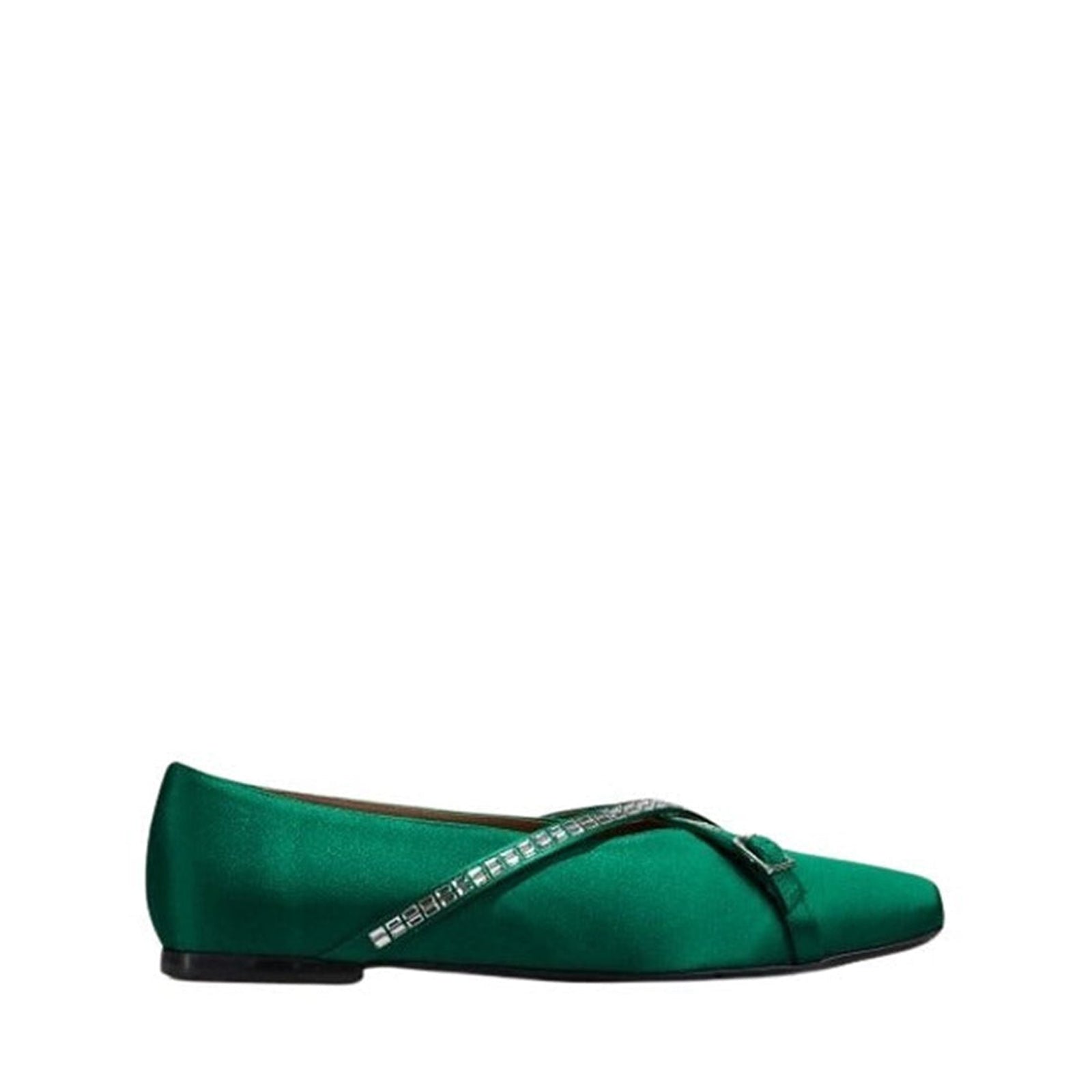 Cara Ballerinas - Emerald green satin