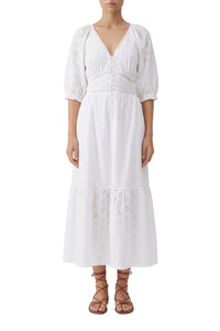 Robe Daphne à broderie - White