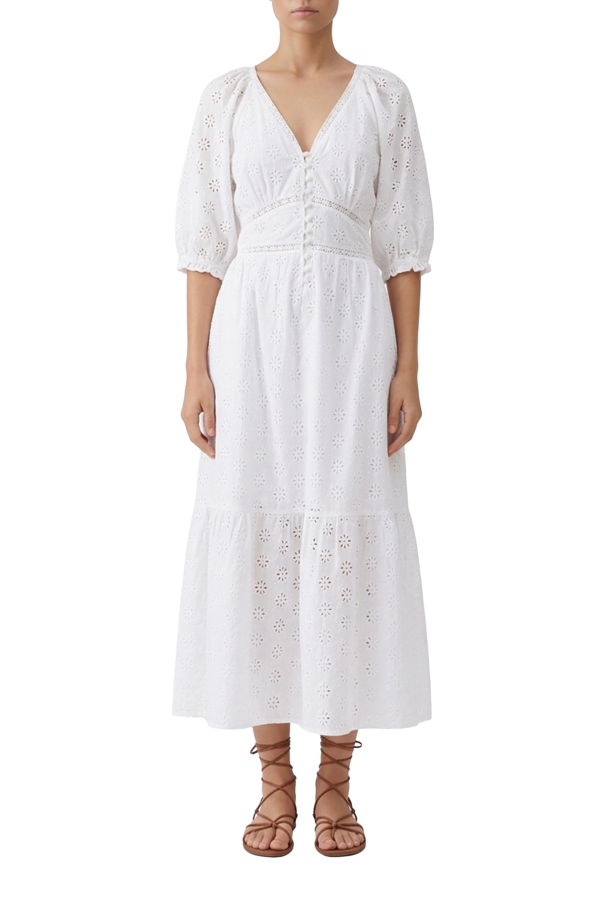 Robe Daphne à broderie - White