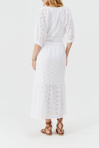 Robe Daphne à broderie - White