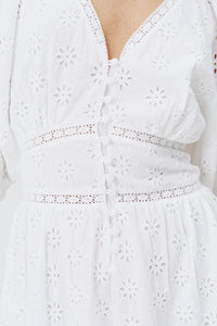 Robe Daphne à broderie - White