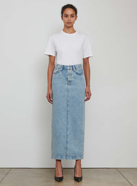 Denim Column Skirt - Blue