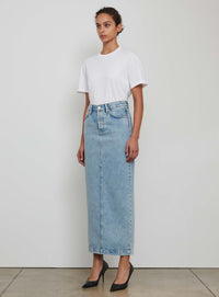 Denim Column Skirt - Blue