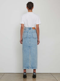 Denim Column Skirt - Blue