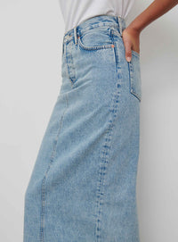 Denim Column Skirt - Blue
