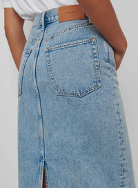Denim Column Skirt - Blue