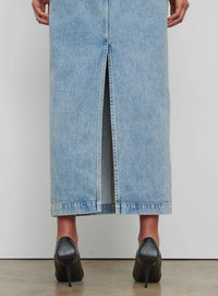 Denim Column Skirt - Blue