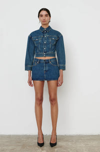 Denim Crop Jacket - Indigo