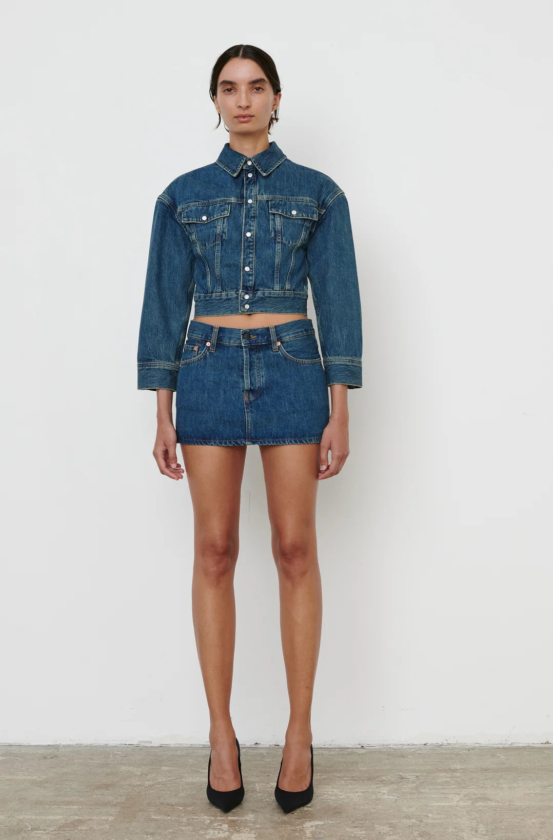 Denim Crop Jacket - Indigo