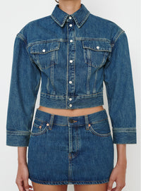 Denim Crop Jacket - Indigo