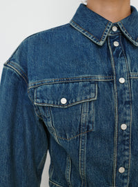 Denim Crop Jacket - Indigo