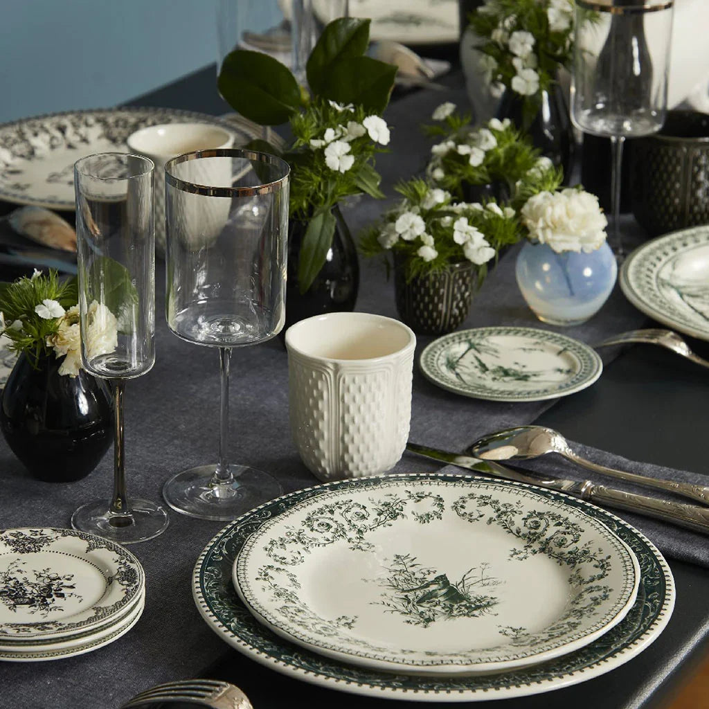 Set de 4 Assiettes à dessert Les Dépareillées Fleurs - Vert