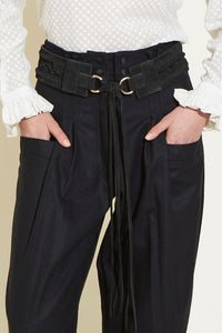 Ceinture Fishtail tressée en daim - Black