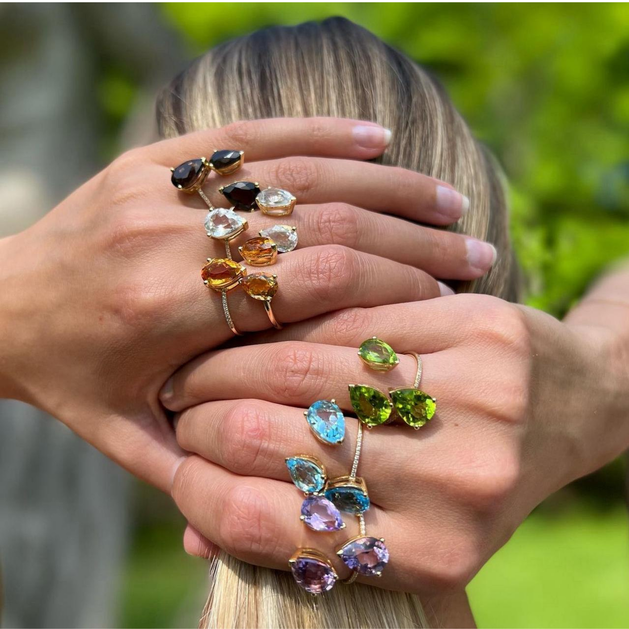 Bague Birthstone sertie d'un quartz rose taille poire - Or Blanc