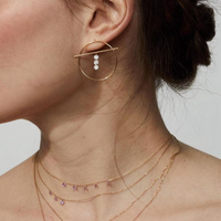 2qty RELIQUAT 550€/ QTY IN : 2-QTY OUT : 2- ST : 100% // Boucle d'oreille Fibule S, 3 diamants         -Jaune