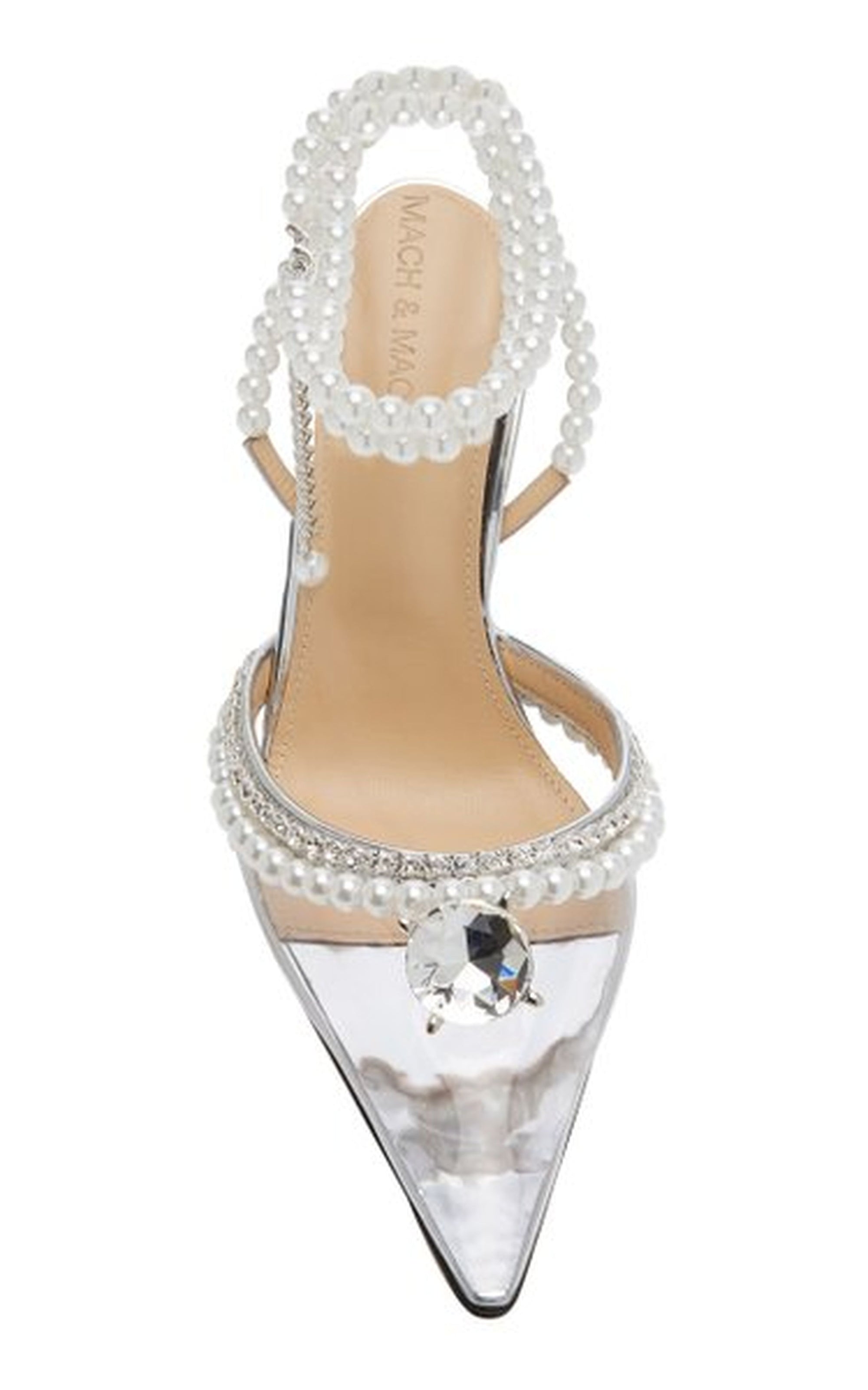 110 strap pumps embellished with pearls & rhinestones - Silver