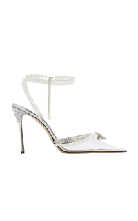 110 strap pumps embellished with pearls & rhinestones - Silver