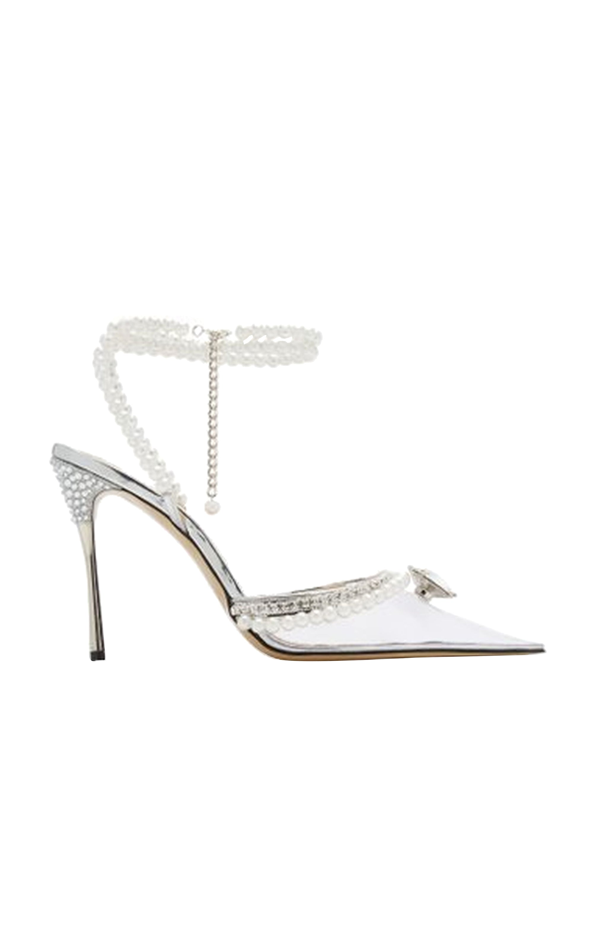 110 strap pumps embellished with pearls & rhinestones - Silver