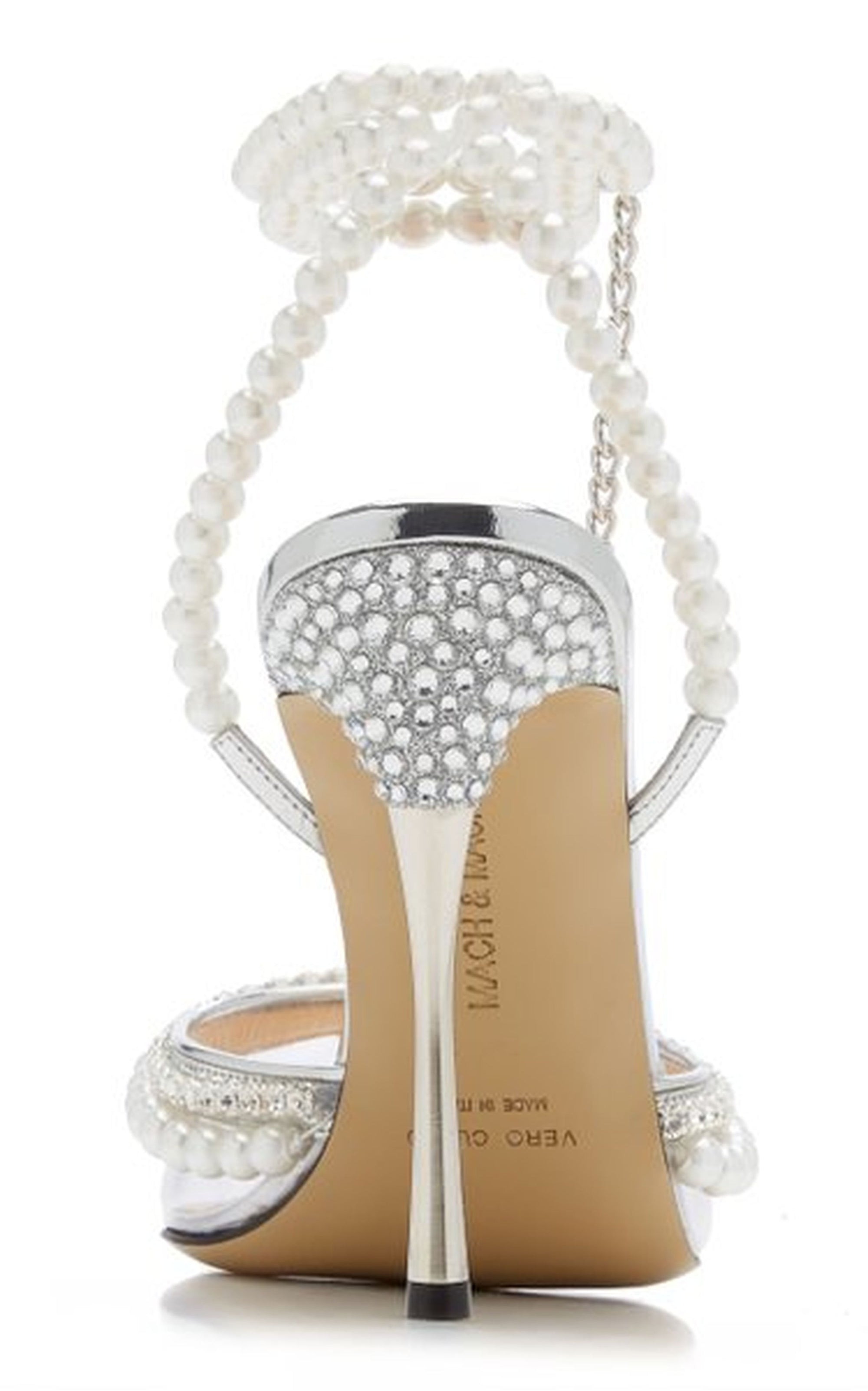 110 strap pumps embellished with pearls & rhinestones - Silver