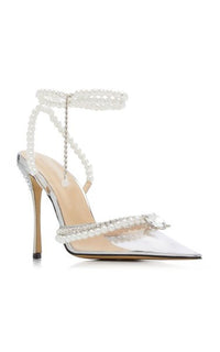 110 strap pumps embellished with pearls & rhinestones - Silver