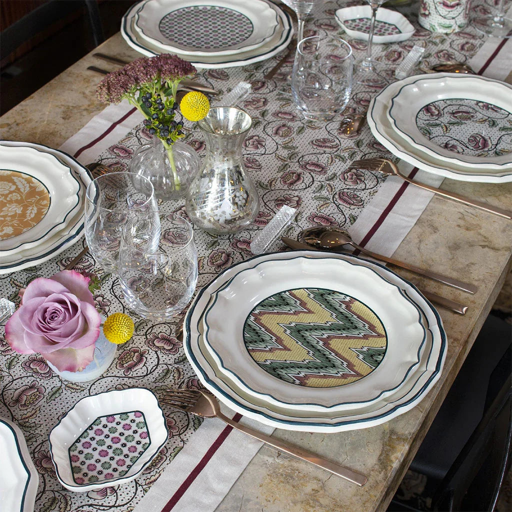 Set de 4 Assiettes à dessert Des Indiennes Dominoté - Vert