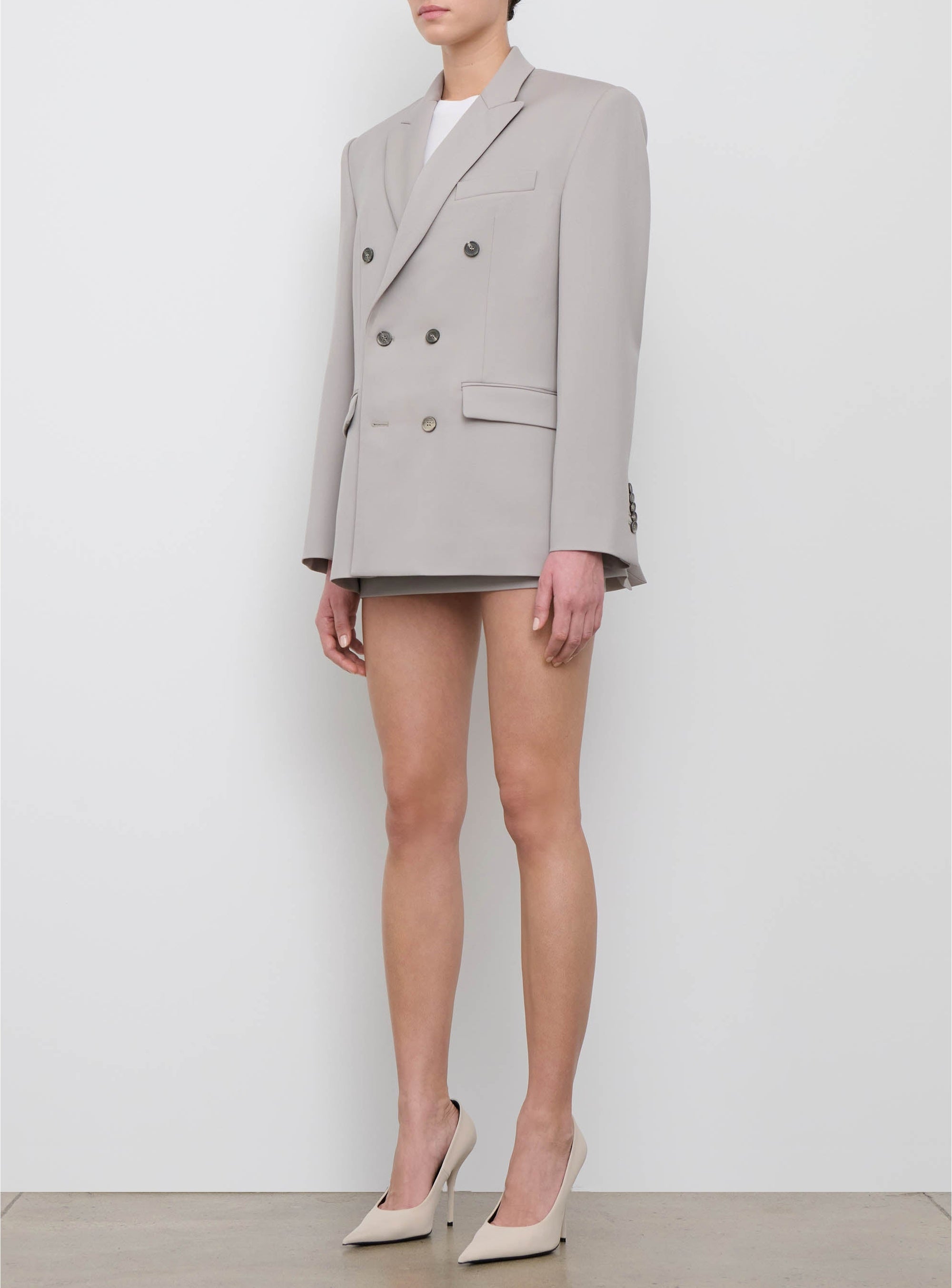Blazer contour à double boutonnage en laine - Cement