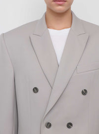 Blazer contour à double boutonnage en laine - Cement