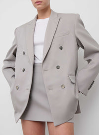 Blazer contour à double boutonnage en laine - Cement