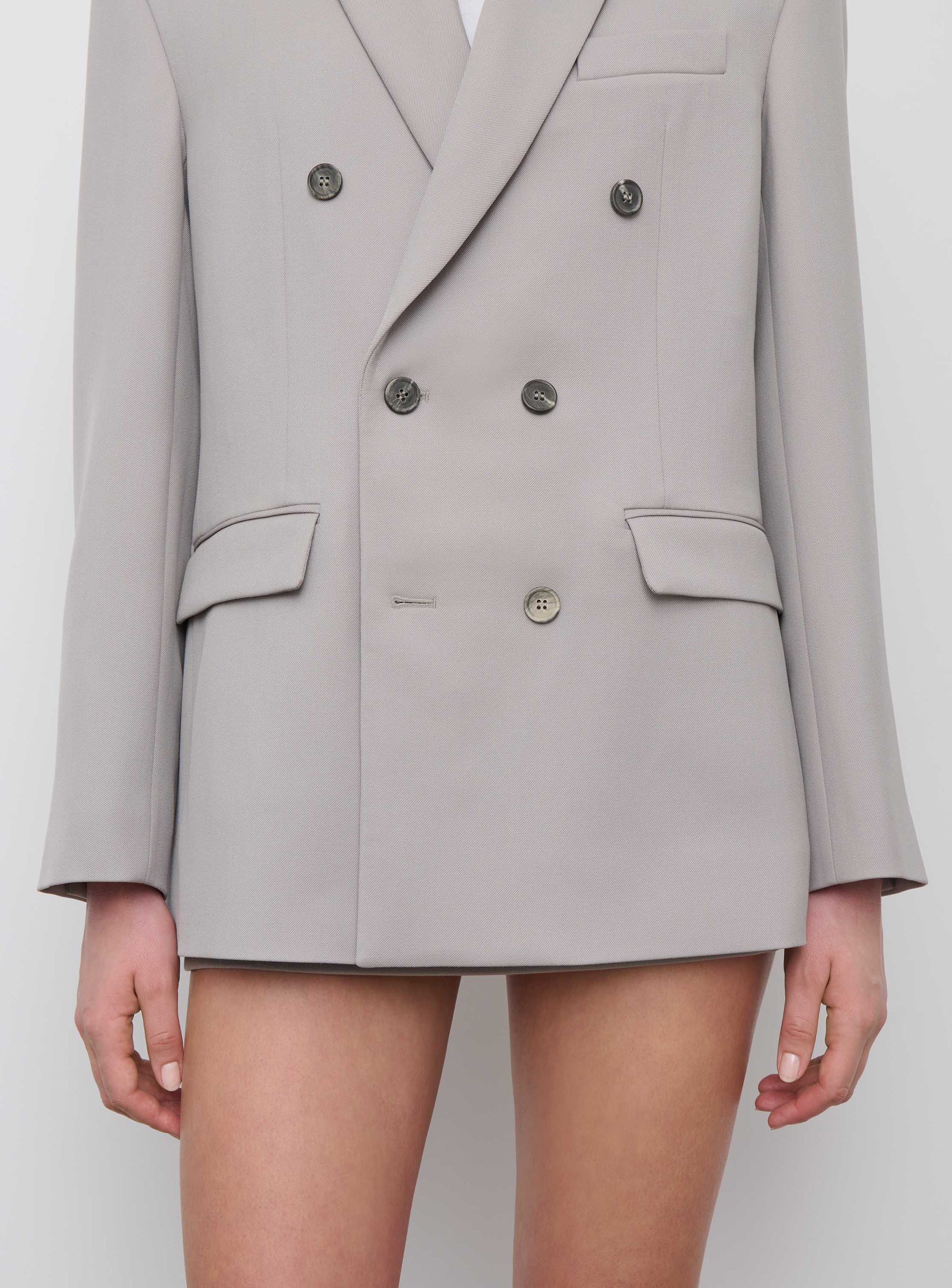Blazer contour à double boutonnage en laine - Cement