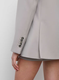 Blazer contour à double boutonnage en laine - Cement