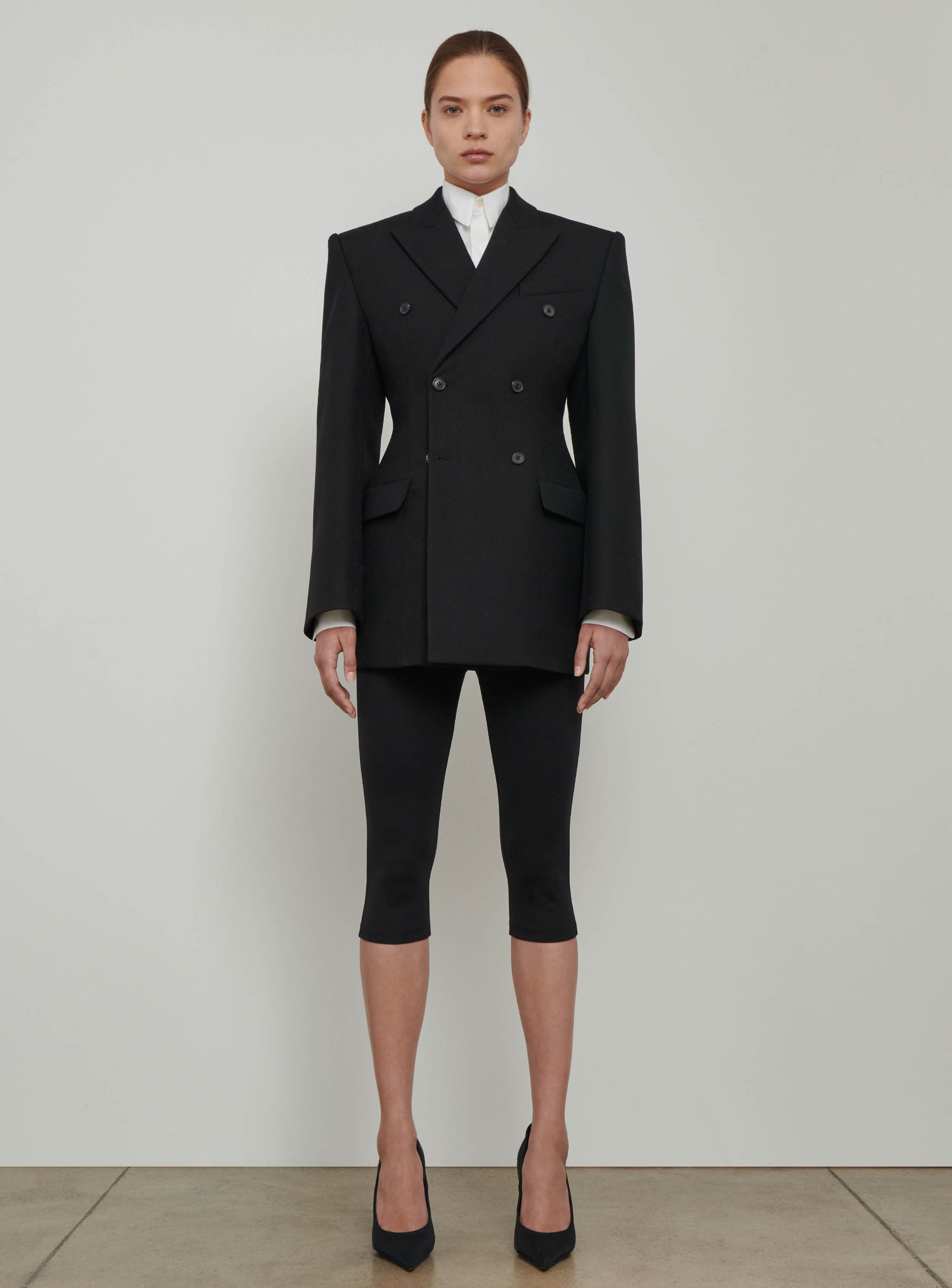 Double Breasted Contour Blazer - Black