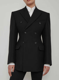 Double Breasted Contour Blazer - Black