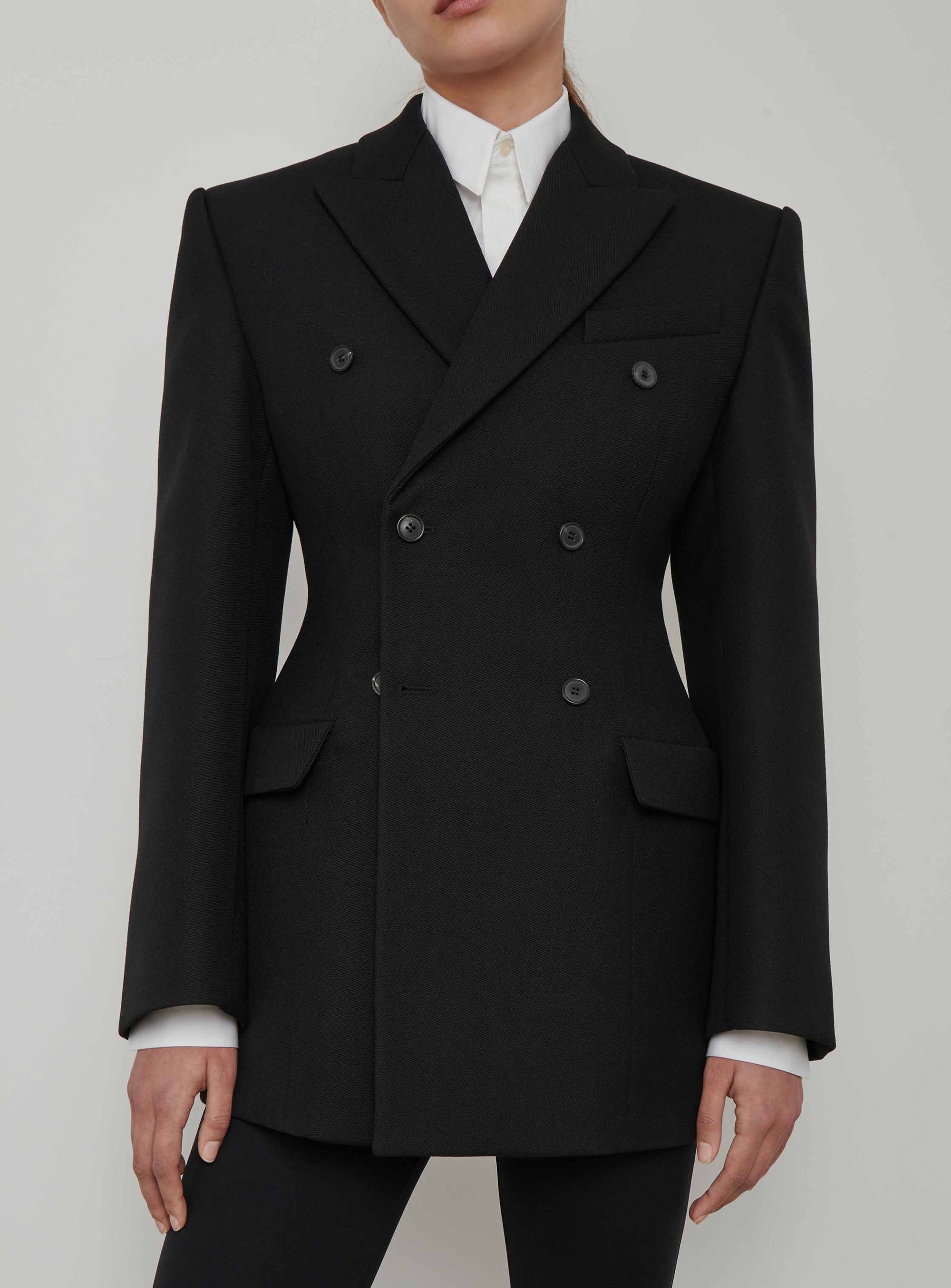 Double Breasted Contour Blazer - Black
