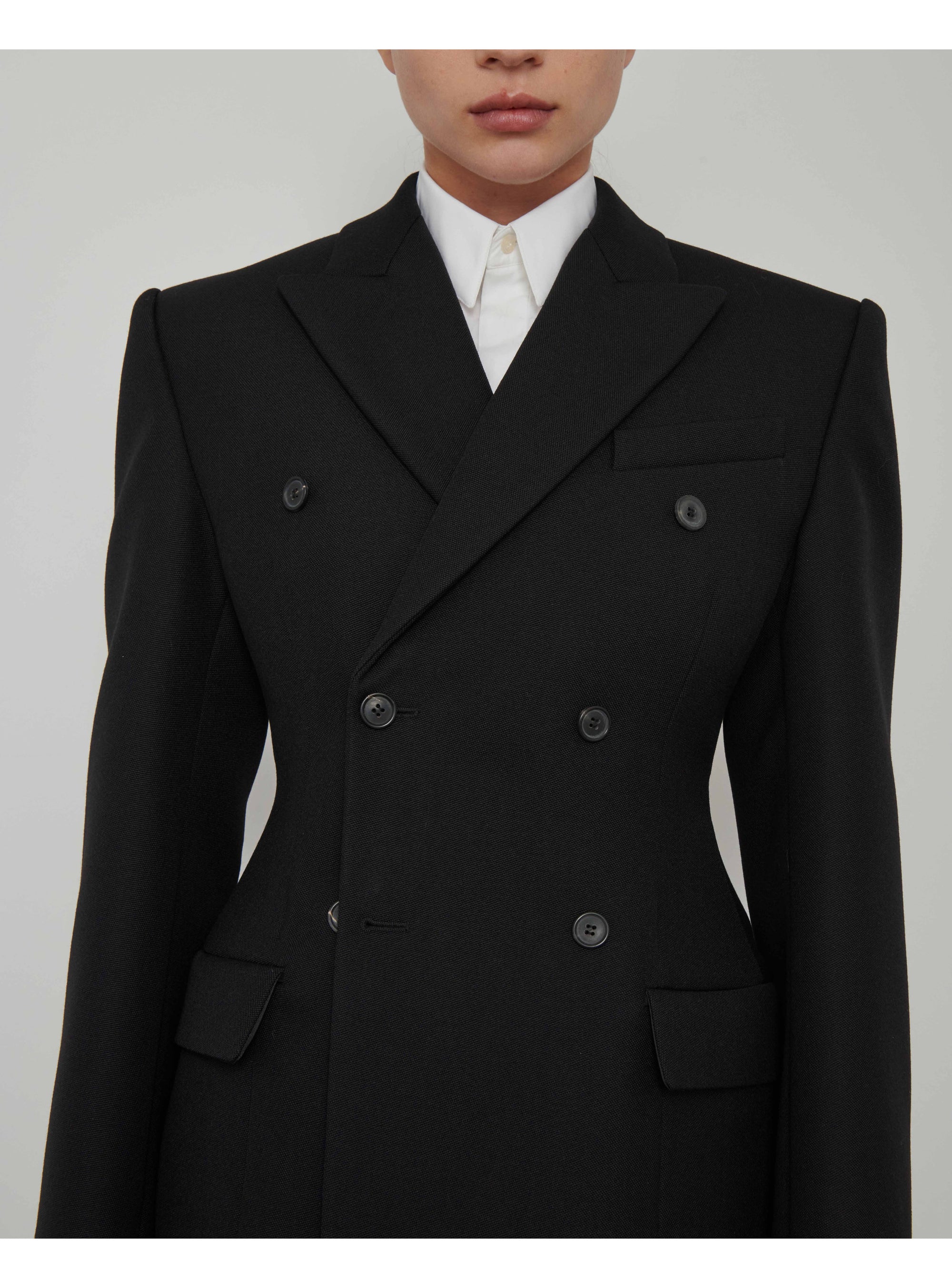 Double Breasted Contour Blazer - Black