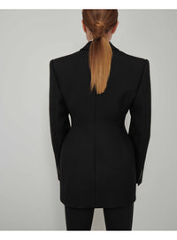 Double Breasted Contour Blazer - Black