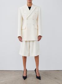 Double Breasted Contour Blazer - Off White