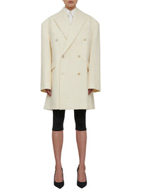 Manteau oversize à double boutonnage en laine - Off White