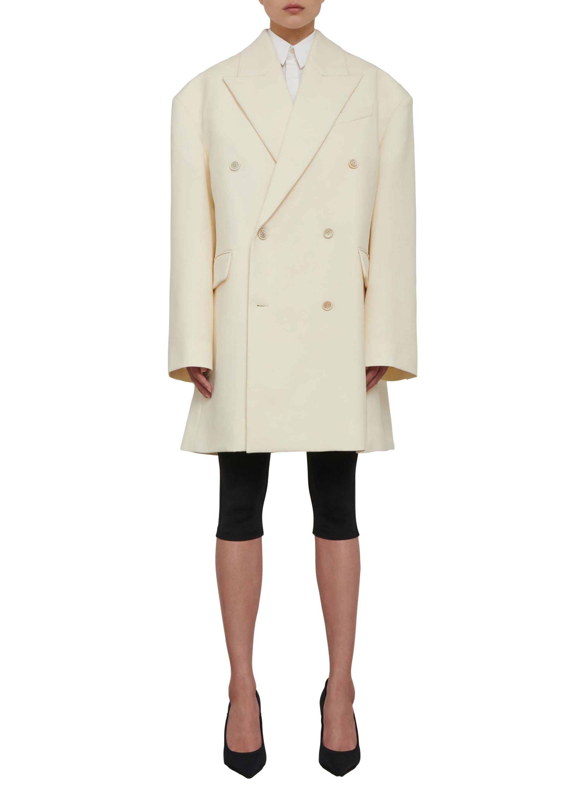 Double Breasted Oversize Coat - Off White