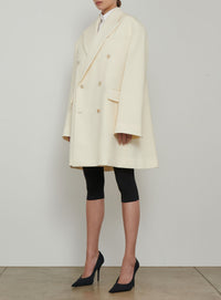 Manteau oversize à double boutonnage en laine - Off White