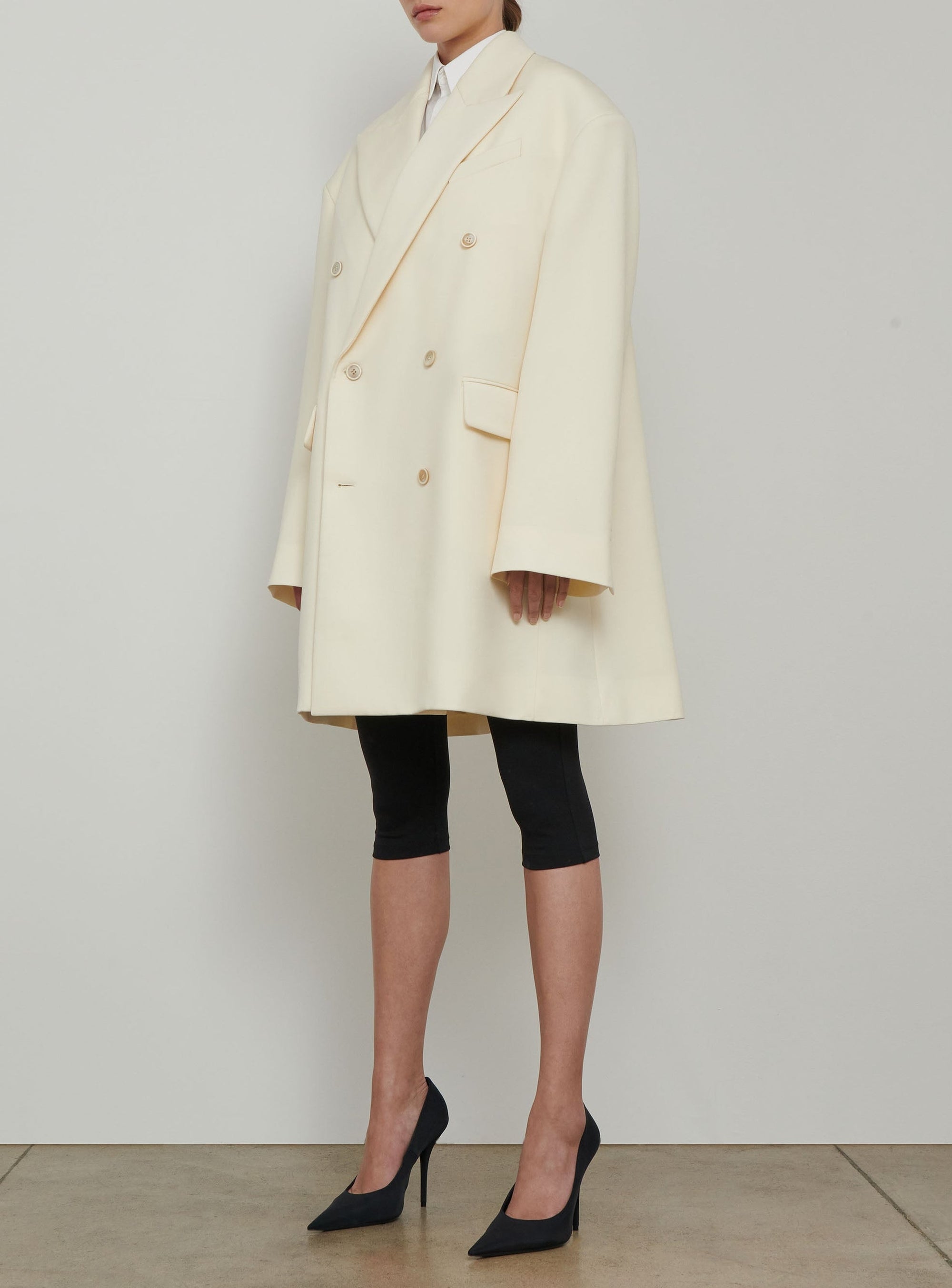 Double Breasted Oversize Coat - Off White