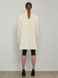 Manteau oversize à double boutonnage en laine - Off White