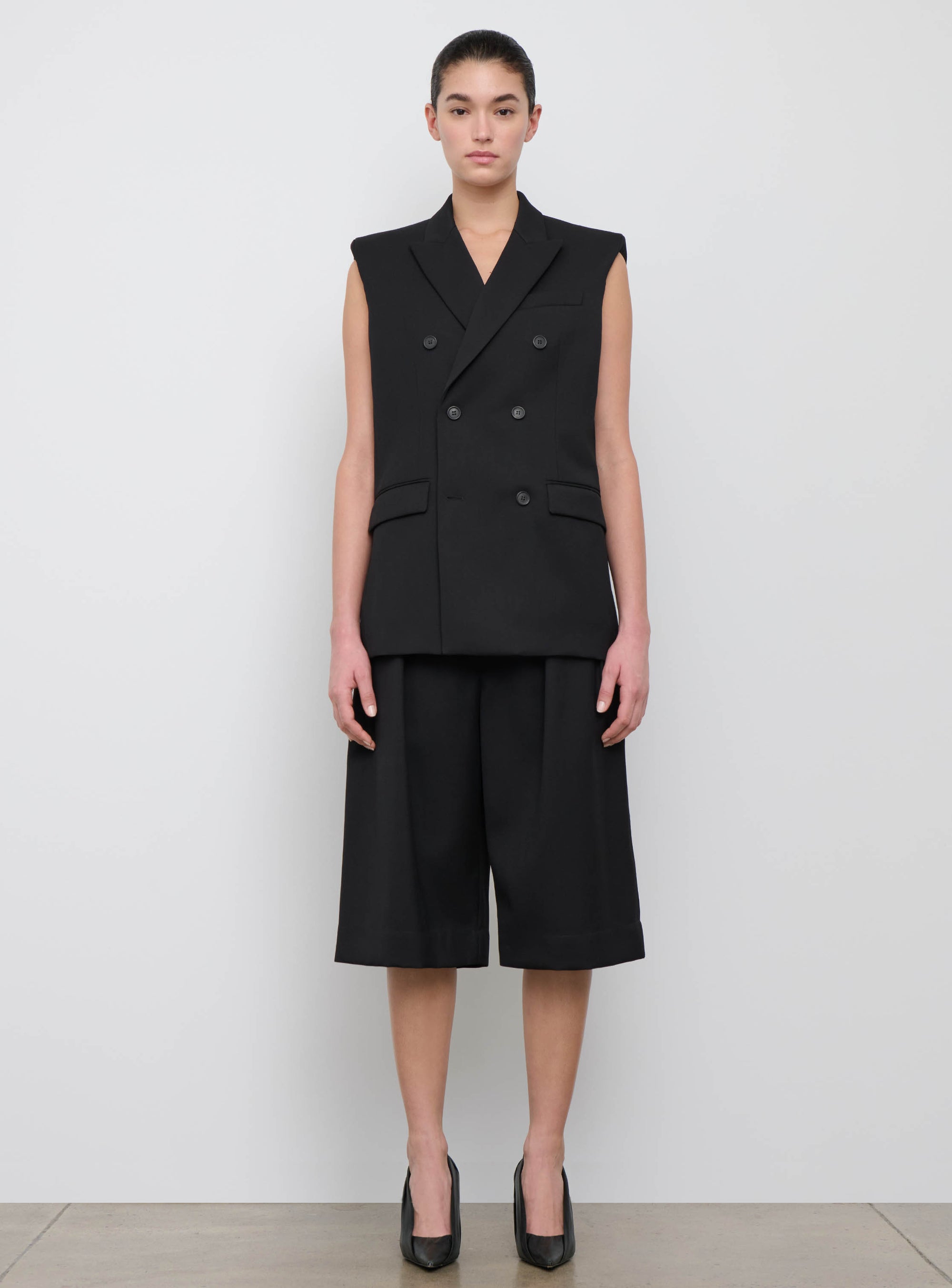 Double Breasted Vest - Black