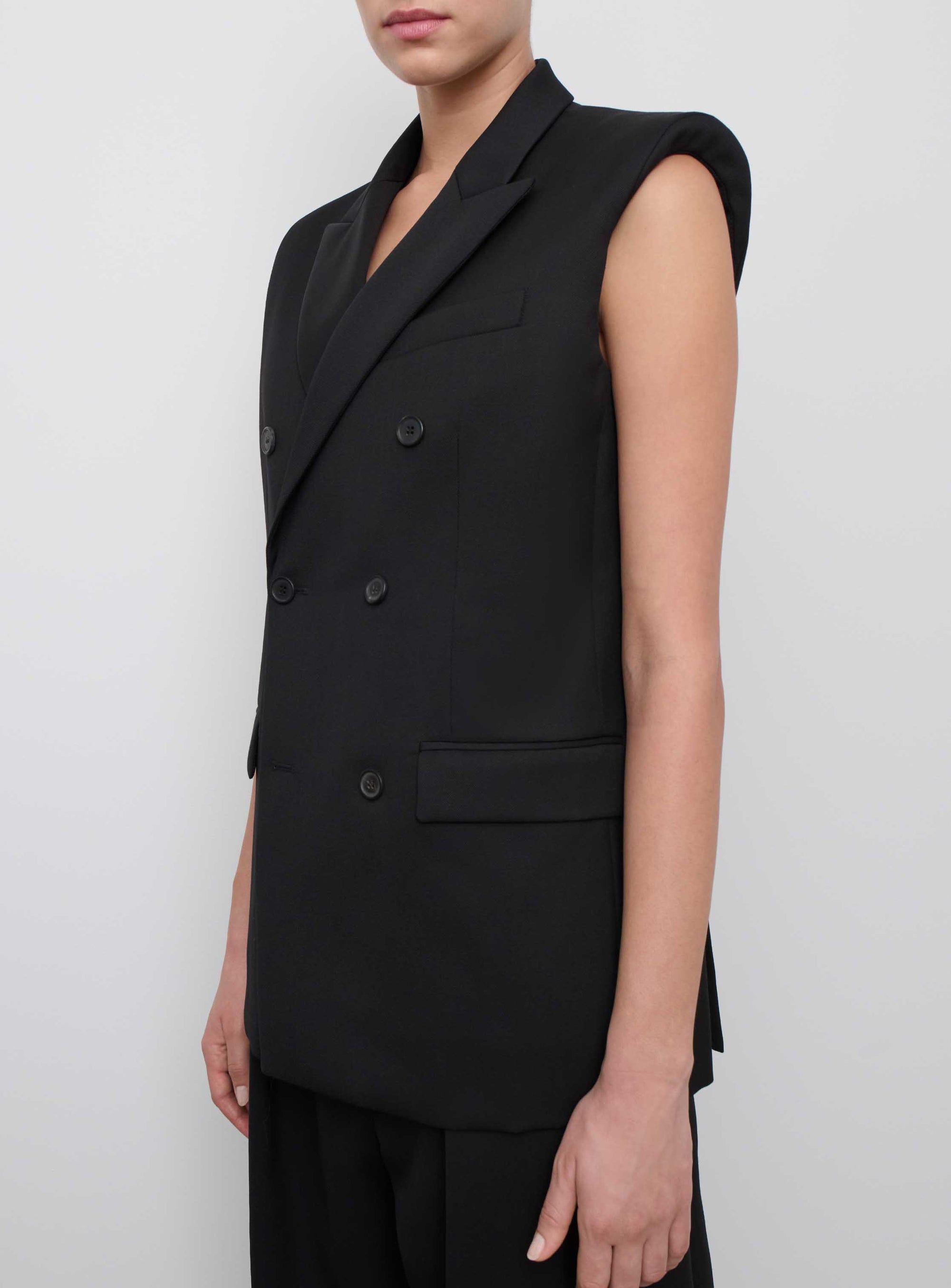 Double Breasted Vest - Black