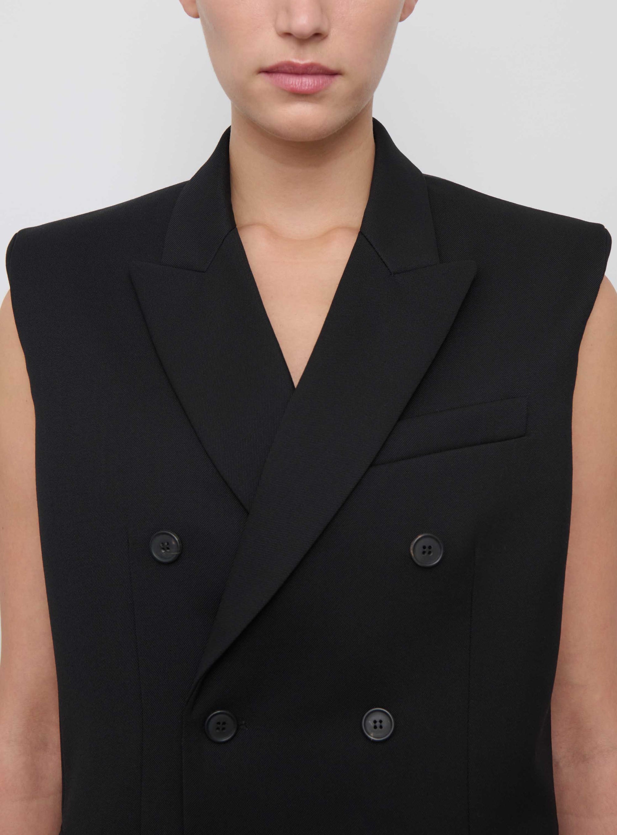 Double Breasted Vest - Black