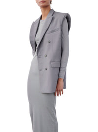 Blazer sans manches à double boutonnage en laine - Slate