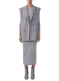 Blazer sans manches à double boutonnage en laine - Slate
