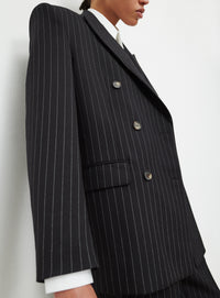 Blazer à double boutonnage en laine - Black Pinstripe